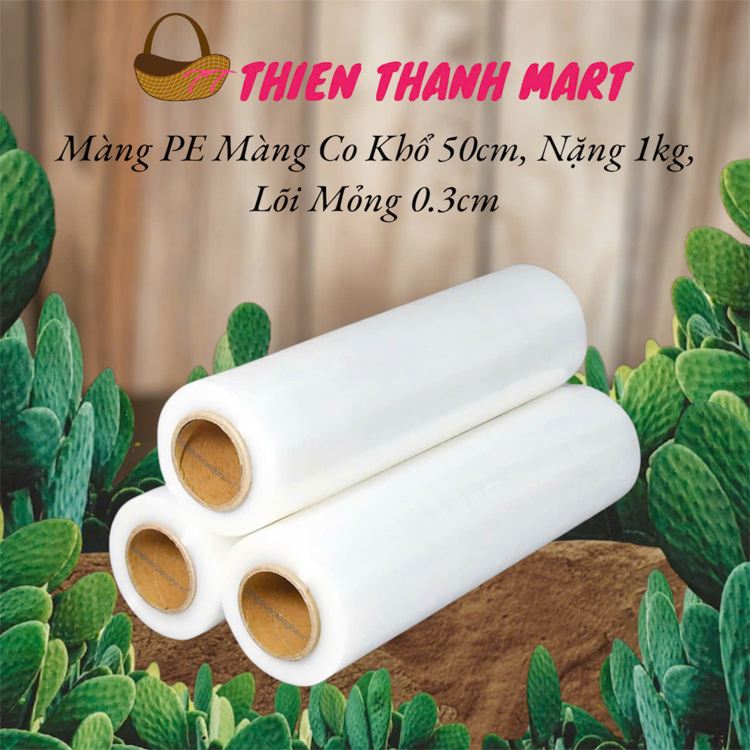 Màng PE Màng Co khổ 50cm, nặng 1kg, lõi mỏng 0.3cm