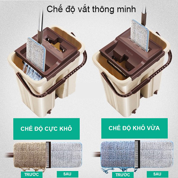 chế độ vắt chổi lau nhà tự vắt 2 ngăn